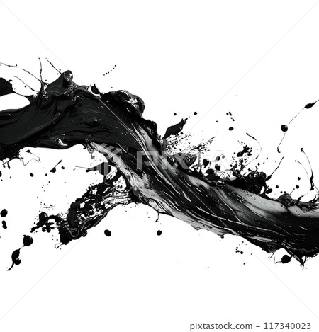 Abstract Black Paint Splash on Transparent Background 117340023