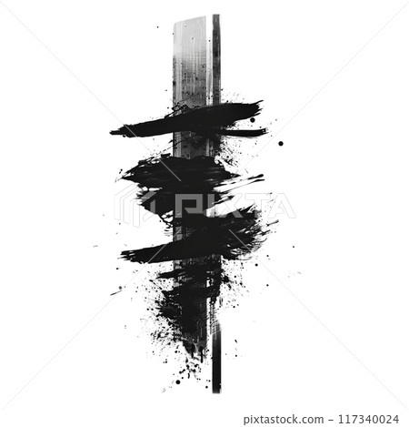 Abstract Black Paint Splash on Transparent Background 117340024