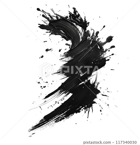 Abstract Black Paint Splash on Transparent Background 117340030