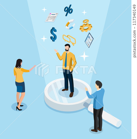 Responsible business management requires corporate transparency concept with integrity and trust, as well as financial transparency. isometric vector illustration eps10 117340149