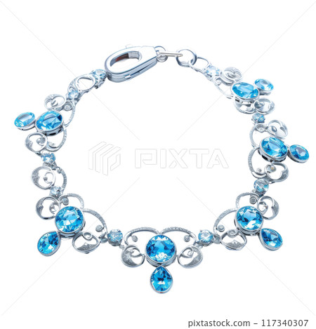 Elegant Blue Topaz Bracelet with Silver Design PNG Transparency 117340307