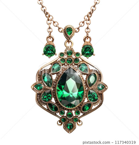 Antique Emerald Necklaces with Ornate Designs PNG Transparency Antique Emerald Necklaces with Ornate Designs PNG Transparency 117340319