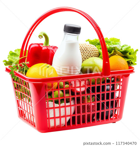 Red Basket with Fresh Groceries PNG Transparency Red Basket with Fresh Groceries PNG Transparency 117340470