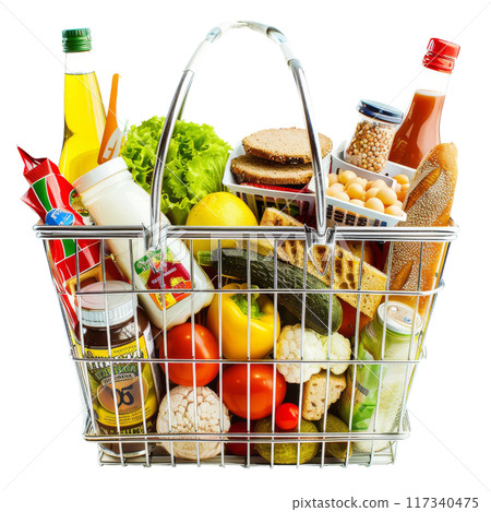 Grocery Basket with Diverse Items PNG Transparency Grocery Basket with Diverse Items PNG Transparency 117340475