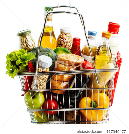 Grocery Basket with Diverse Items PNG Transparency Grocery Basket with Diverse Items PNG Transparency 117340477