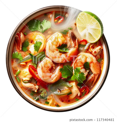 Spicy Shrimp Soup with Vegetables and Lime PNG Transparency Spicy Shrimp Soup with Vegetables and Lime PNG Transparency 117340481