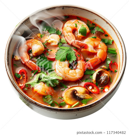 Tom Yum Goong Thai Soup with Spicy and Sour Flavor PNG Transparency Tom Yum Goong Thai Soup with Spicy and Sour Flavor PNG Transparency 117340482