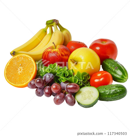Assorted Fresh Fruits and Vegetables PNG Transparency 117340503