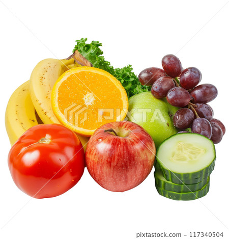 Assorted Fresh Fruits and Vegetables PNG Transparency 117340504