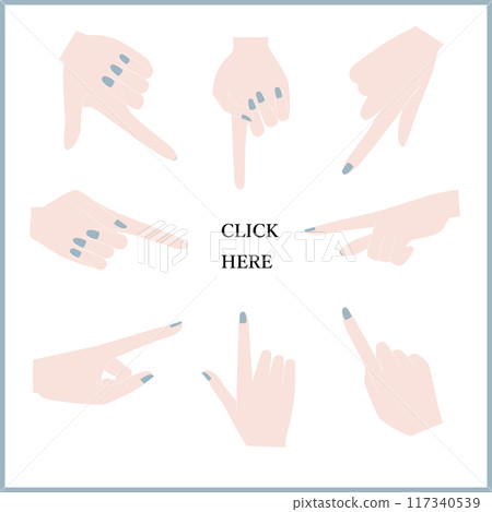 向量圖組的手製作手勢斯堪的納維亞風格的彩色指甲 117340539