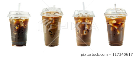 Iced Coffee Drinks Close up PNG Transparency 117340617