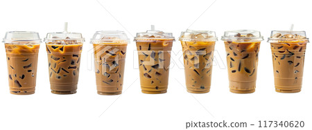Assorted Iced Coffee Drinks Close up PNG Transparency 117340620
