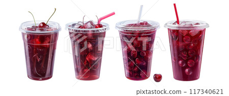 Cherry Juice in Cups PNG Transparency 117340621