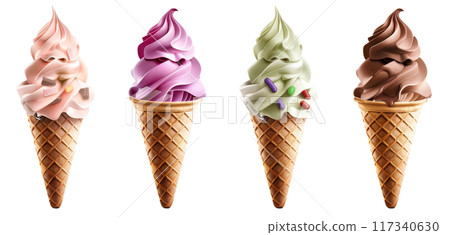 Assorted Ice Cream Cones Close up PNG Transparency 117340630