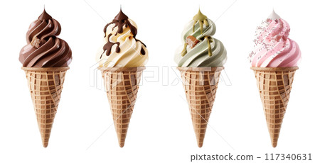 Soft Serve Ice Cream Cones Close up PNG Transparency 117340631