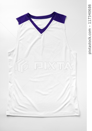 Basketball uniform on white background top view Basketball uniform on white background top view 117340686