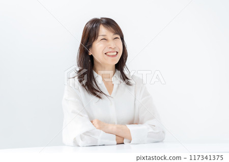Woman portrait white Woman portrait white 117341375