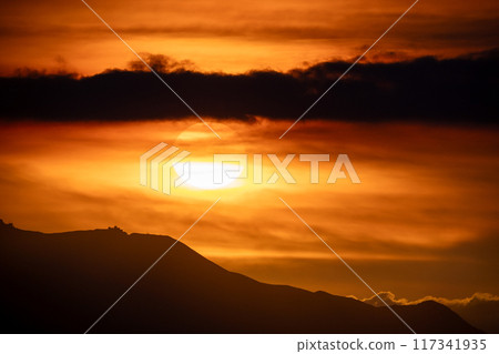 Golden Sunset Silhouettes at Caoshan Radar Station, Taiwan. Golden Sunset Silhouettes at Caoshan Radar Station, Taiwan. 117341935
