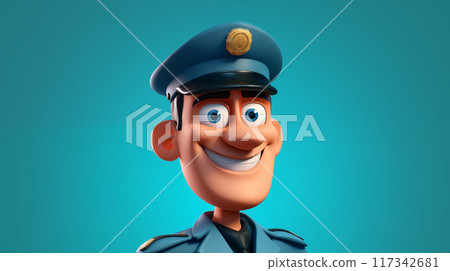 卡通3D警察插画图片 117342681
