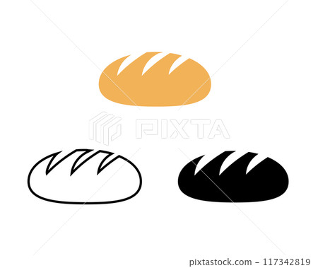 簡單的麵包圖示插圖集 117342819
