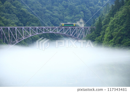 The first bridge over the Tadami River 117343481