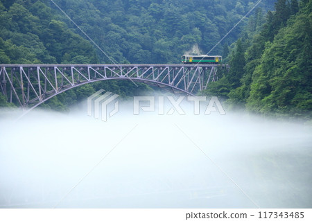 The first bridge over the Tadami River 117343485