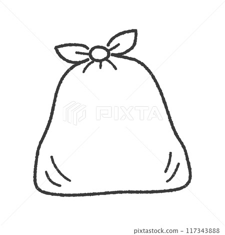 Plain bag with line drawing contents - Hand-drawn simple plastic bag/garbage bag image material 117343888
