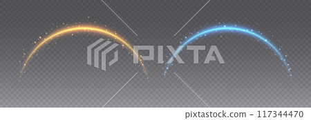 Magic arch with sparkles, glowing arc with stars. shooting star tail light effect. Magic arch with sparkles, glowing arc with stars. shooting star tail light effect. 117344470