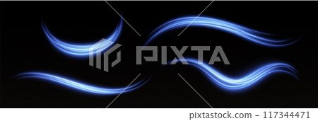 Speed lines light effect, glowing magic rays, abstract waves and curves. Speed lines light effect, glowing magic rays, abstract waves and curves. 117344471