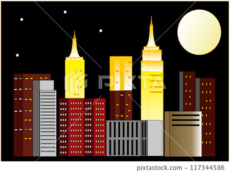 夜晚的摩天大樓插畫 夜晚的摩天大樓插畫 117344586