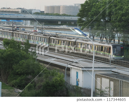 Subway trains arriving and departing at Shanghai Pudong International Airport, Pudong New Area, Shanghai, People's Republic of China Subway trains arriving and departing at Shanghai Pudong International Airport, Pudong New Area, Shanghai, People's Republic of China 117344605