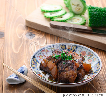 Okinawa soul food: Grilled cartilage soki and bitter melon Okinawa soul food: Grilled cartilage soki and bitter melon 117344791