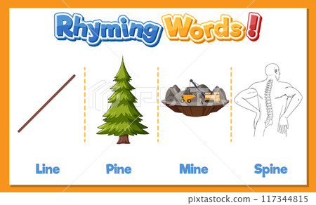 Rhyming Words Illustration Rhyming Words Illustration 117344815