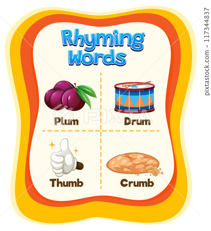 Rhyming Words Educational Chart 117344837