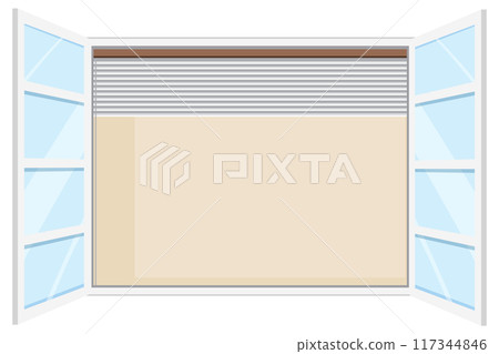 Open Window with Blinds 117344846