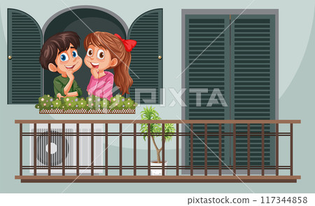 Children Enjoying Balcony View 117344858