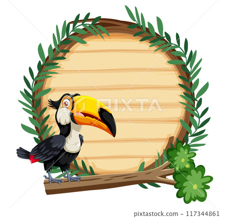 Tropical Toucan and Wooden Sign Tropical Toucan and Wooden Sign 117344861