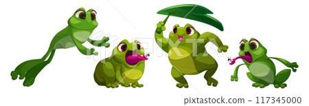 Cute frog characters set isolated on white 117345000