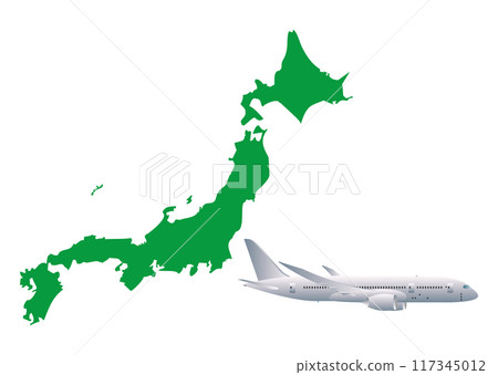 日本地圖和飛機 日本地圖和飛機 117345012