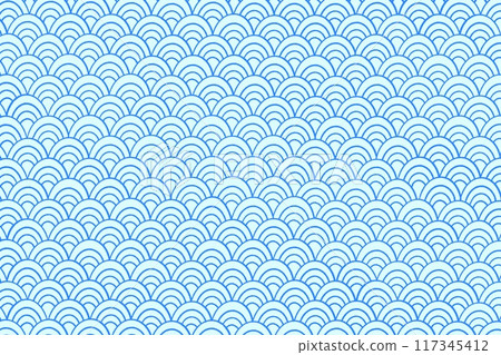 Blue background material with a Seigaiha pattern Blue background material with a Seigaiha pattern 117345412