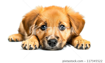 (Transparent PNG) Innocent puppy dog eyes, soft focus, warm and cozy atmosphere 117345522