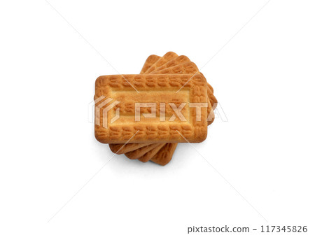 Indian biscuits stacked over white background 117345826