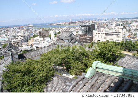 和歌山城清爽的夏日早晨 117345992