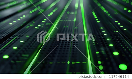 Black technology futuristic background with green neon effect. Generative AI Black technology futuristic background with green neon effect. Generative AI 117346114