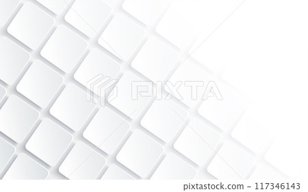 White geometric square background in paper art style. Cover and banner Illustration. 117346143