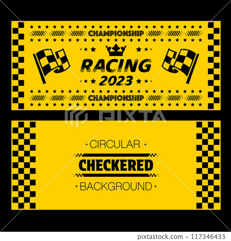 Black and yellow checkered race tickets Black and yellow checkered race tickets 117346433