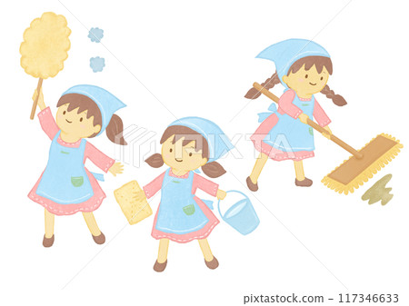 Illustration of children cleaning 117346633