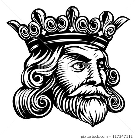 King Medieval Crown Head Face Vintage Woodcut King Medieval Crown Head Face Vintage Woodcut 117347111