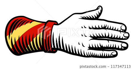 Hand Palm out Back or Rear Vintage Woodcut Style Hand Palm out Back or Rear Vintage Woodcut Style 117347113