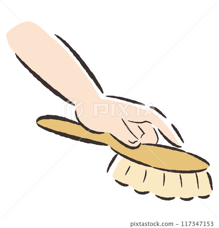 Hand-drawn illustration of animal hair brush 117347153